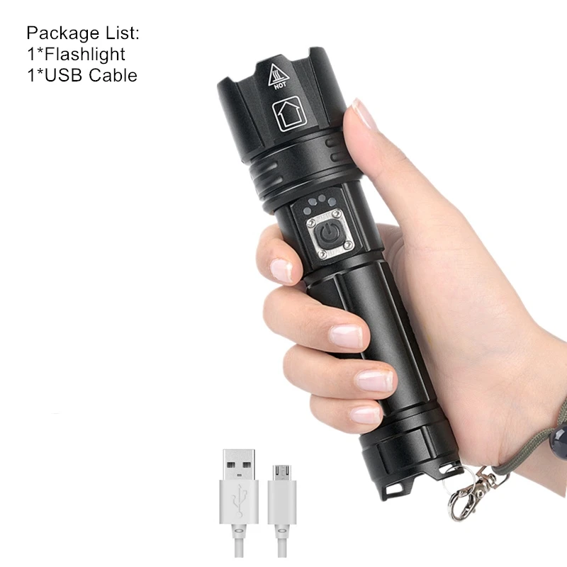 Package F XHP70.2 50 Вт светодиодный фонарик фонарь USB перезаряжаемые фонари Масштабируемые Тактический Защитный мощный фонарик для кемпинга охоты - Испускаемый цвет: Package F