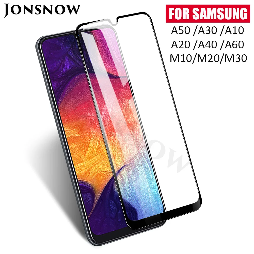 JONSNOW полное закаленное стекло для samsung A50 A30 A10 A40 A60 A70 2019 Защитное M30 M20 M10 протектор