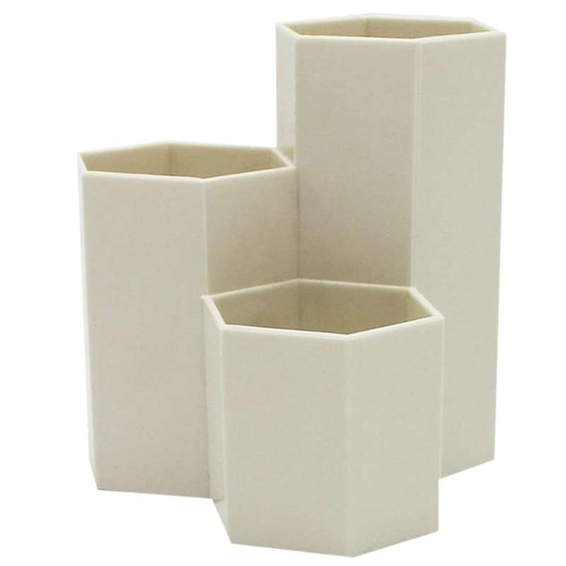 

1Pc Novelty Hexagon Pencil Pen Holder Desk Storage Box Creamy-White & 1x with Calendar Ornaments Pen Pencil Holder