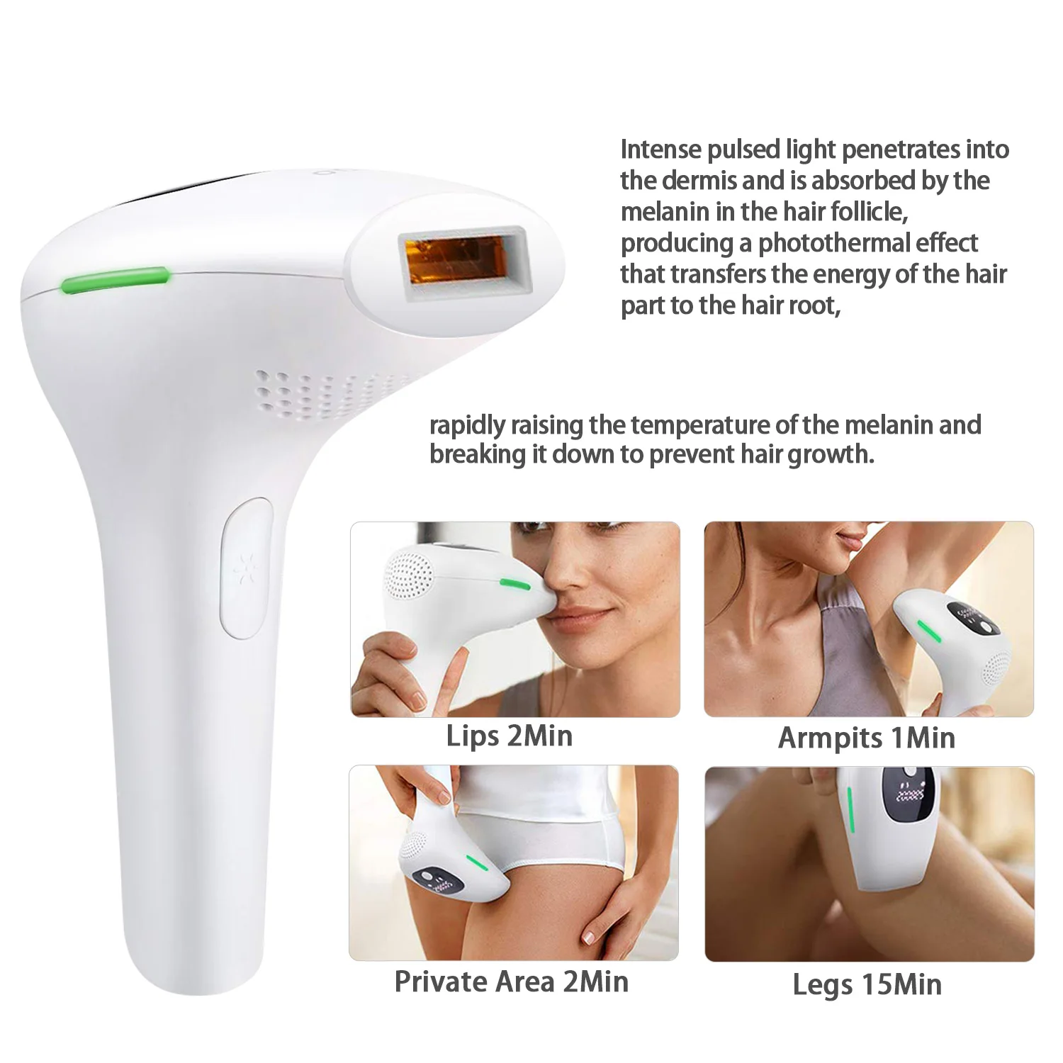 Epilator Laser LED Hair Removal for Women and Men Permanent Photoepilator 500,000 Flashes IPL Painless Hair Remover Whole Body enlarge