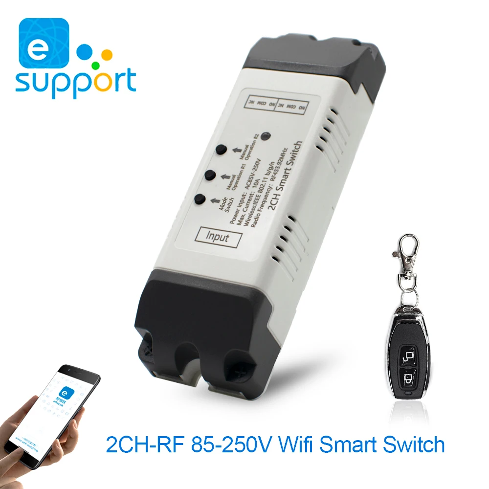 eWeLink 2CH WIFI Switch DC12V 24V 32V AC220V Garage Switch Dry Contact Switch NO COM NC Compatible With Google Assistant & Alexa