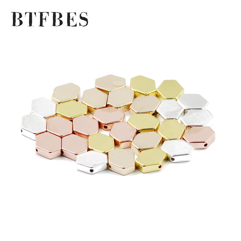 BTFBES гематит натуральный каменные золотые серебряные шестиугольник Spacer Бусины