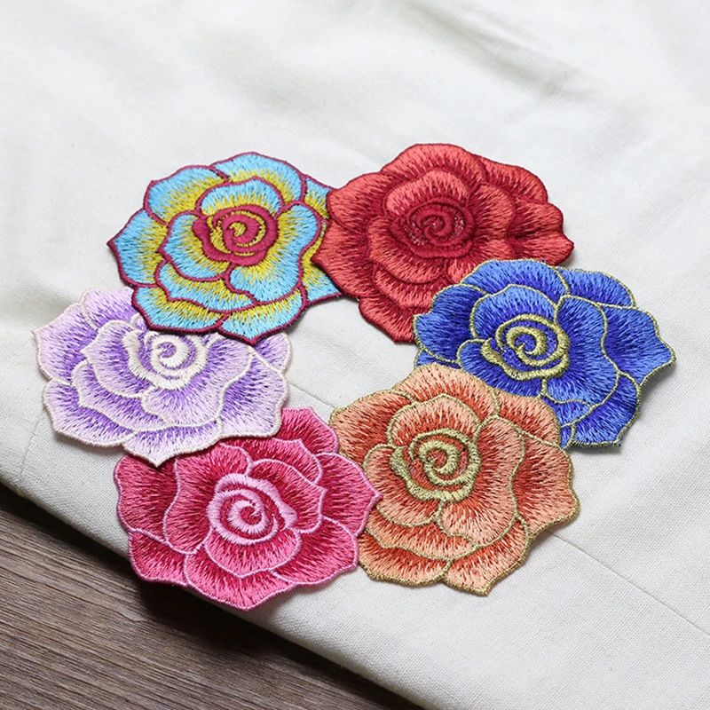 AHYONNIEX Small Multi-Color 8cm Embroidery Rose Flower Patches for Dress Jacket DIY Accessories | Дом и сад