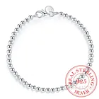 Браслет-цепочка Женский, из серебра 100% пробы, с бусинами 4 мм, 20 см, 925