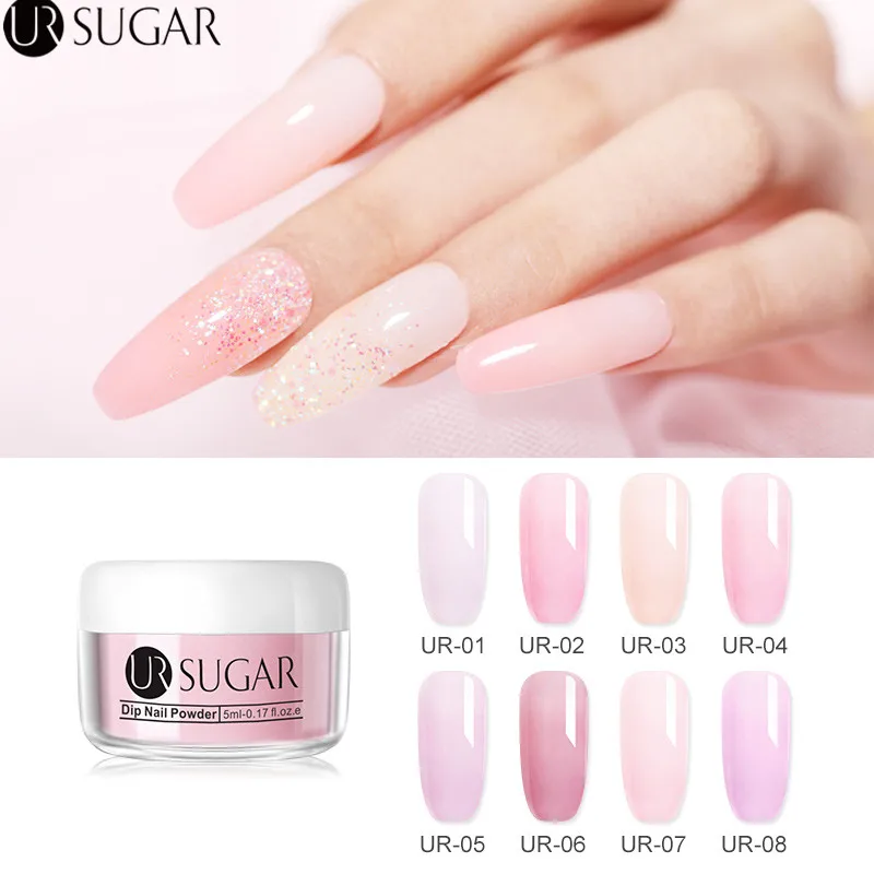 Ur Sugar 5 мл желе розовый Dip порошок для ногтей градиент французские ногти погружение порошок блеск украшение натуральный сухой без лампы