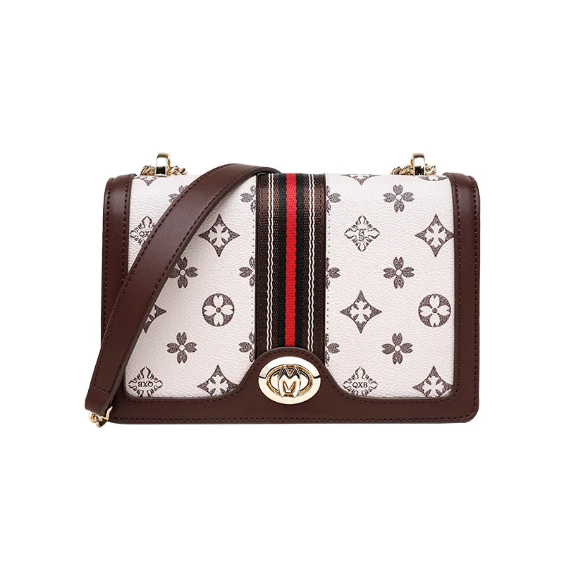 

Real Leather Women Flaps 2021 New Fashion Geometric Prints Messenger Bag Ladies Designer Purses and Handbags Bags for Women 2021