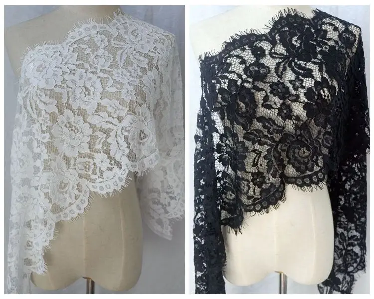 3 м/лот французская кружевная ткань для ресниц белая черная костей свадебное