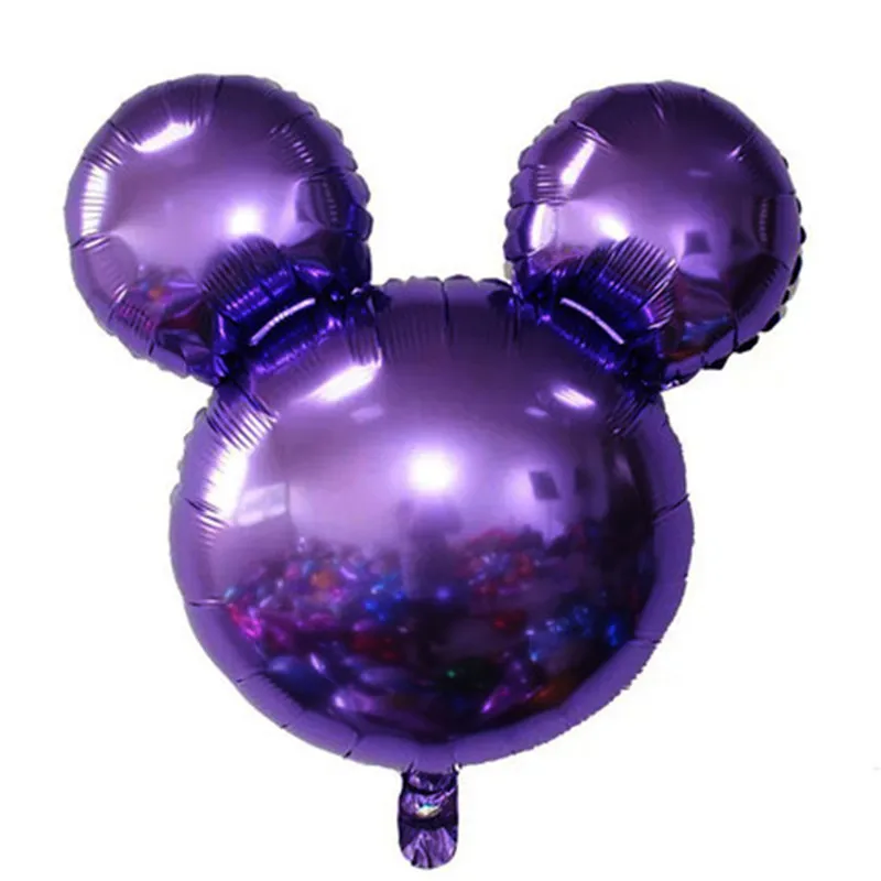 Purple 1 шт. фольгированный шар с Микки и Минни Маус, украшение для дня рождения, маленький шар с Микки Маусом, средний шар с головой Микки, детские игрушки - Цвет: Purple