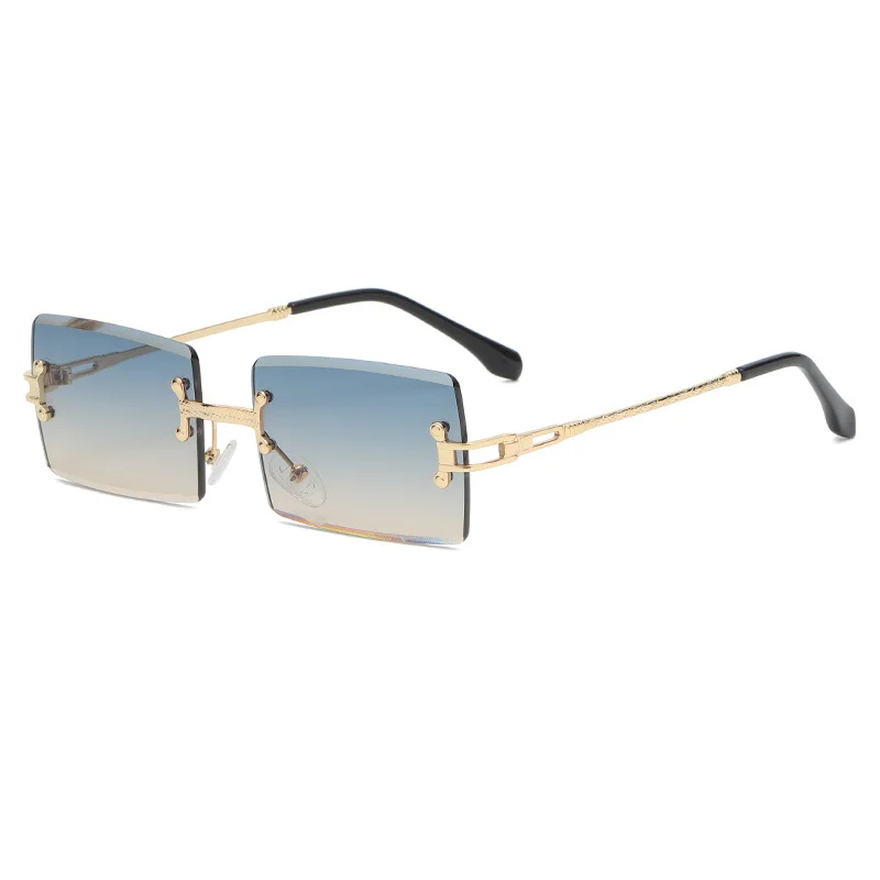 

Солнцезащитные очки без оправы UV400 для мужчин и женщин UV-400, классические винтажные, квадратные, с градиентными линзами