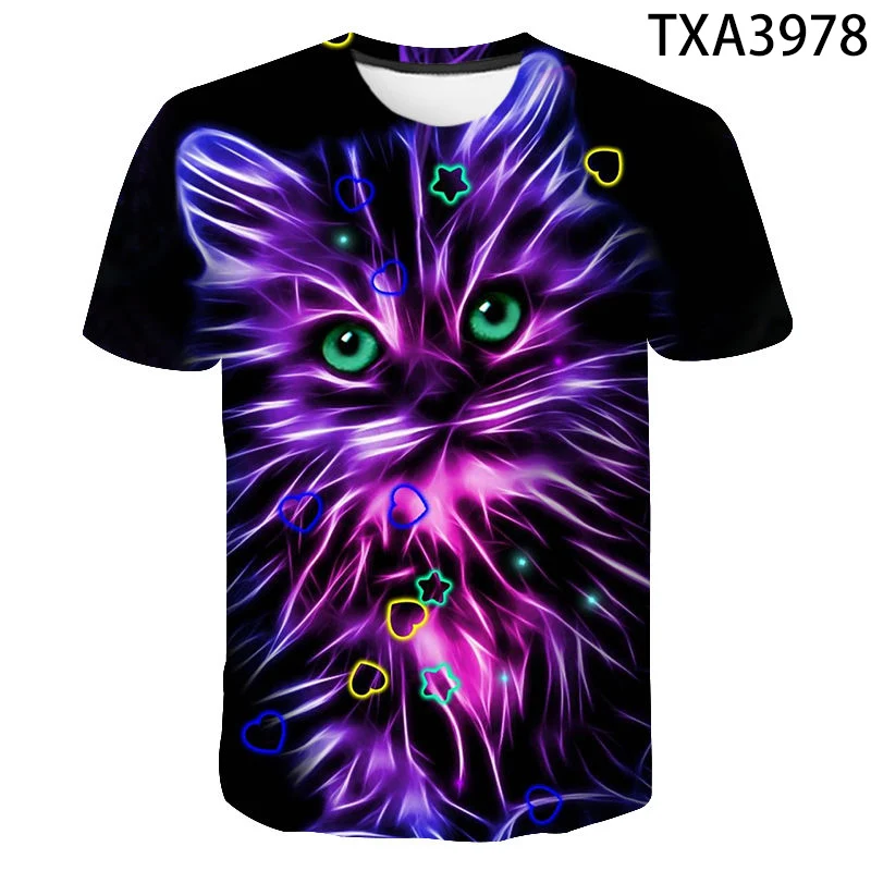 

2021 Summer 3D Printing Animal New Black All-Match Short-Sleeved T-Shirt Fashion Casual Dog Loose Plus Size Top
