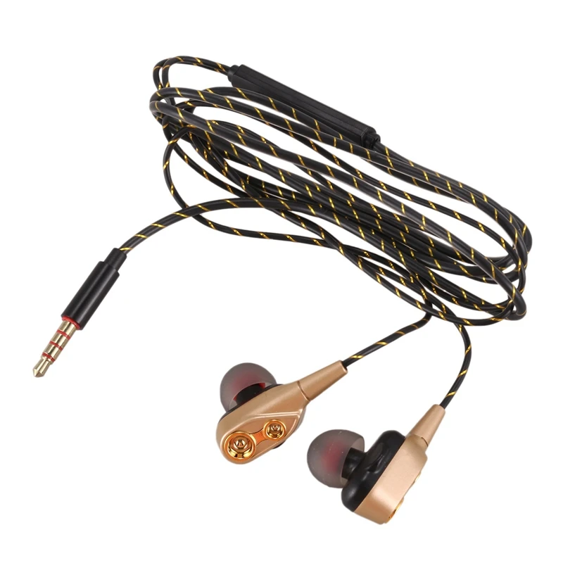 3 5 мм HiFi наушники проводные двойной динамический Quad-core Динамик In-ear гибкий кабель