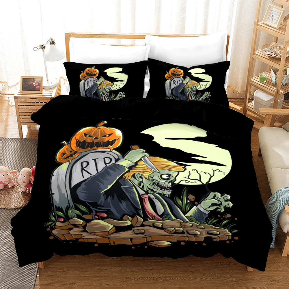 

3D Halloween Duvet Cover Pillowcase Cartoon Bedspread Duvet Soft Bedding Cover Single Double King Queen Quilt Cover