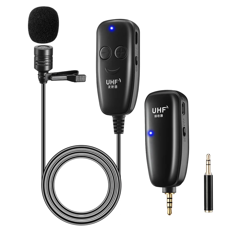 

UHF Wireless Microphone Lavalier Lapel Microphone Interview Microphone for iPhone Android Phone iPad DSLR PC Laptop Youtube Live