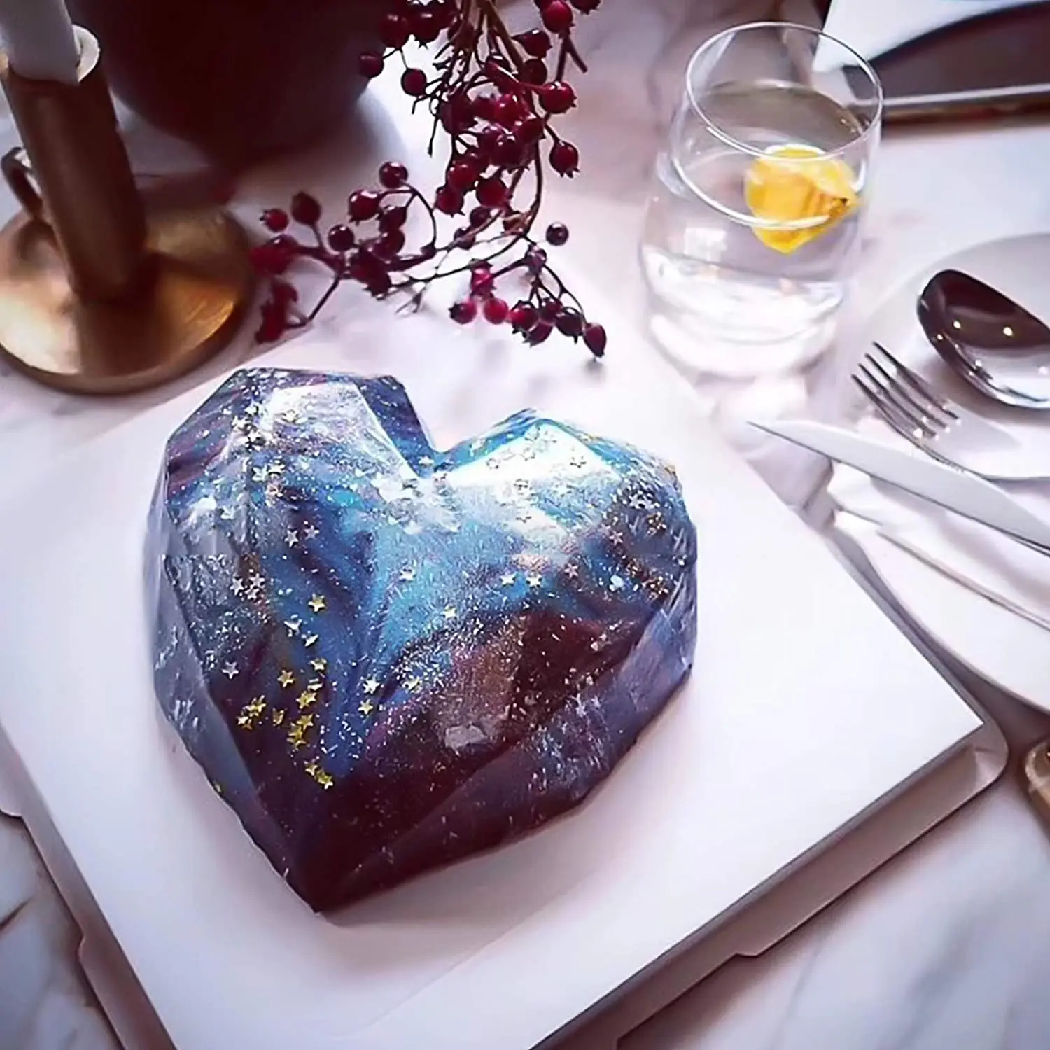 Белый с геометрическим узором в форме сердца силиконовая форма для кекса мусса