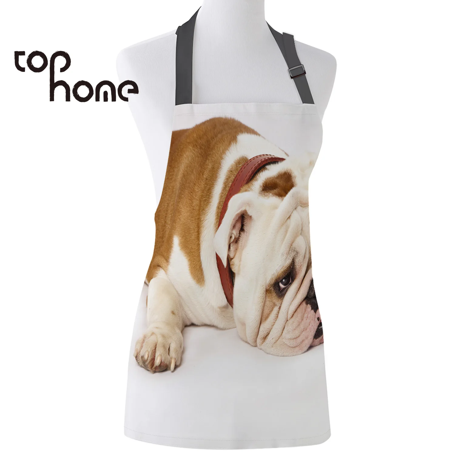 Tophome кухонный фартук английский бульдог забавная собака прочные фартуки из