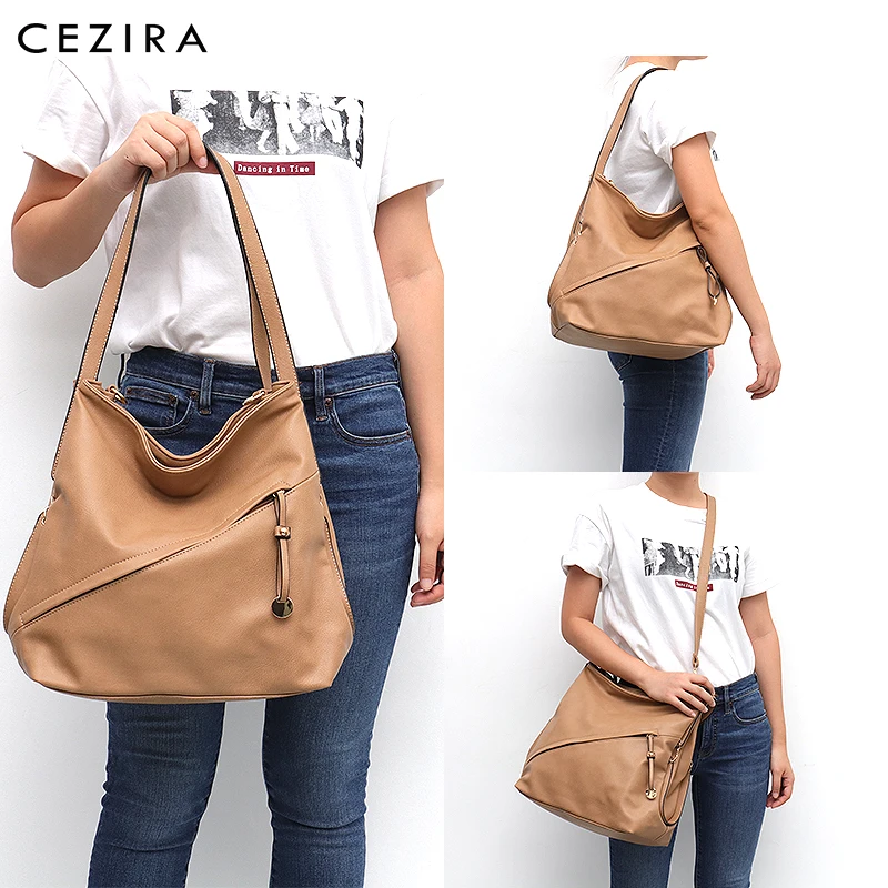CEZIRA большая модная сумка-тоут на плечо для женщин из искусственной кожи веганов