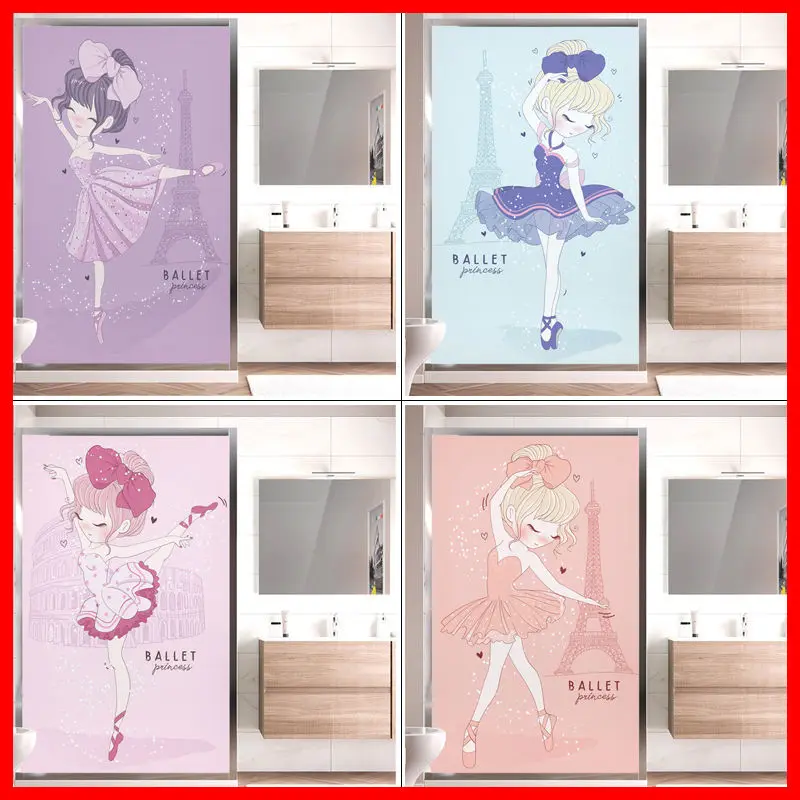 

Ballet girl glass sticker dance classroom glass window privacy door window sticker anti-glare frosted film