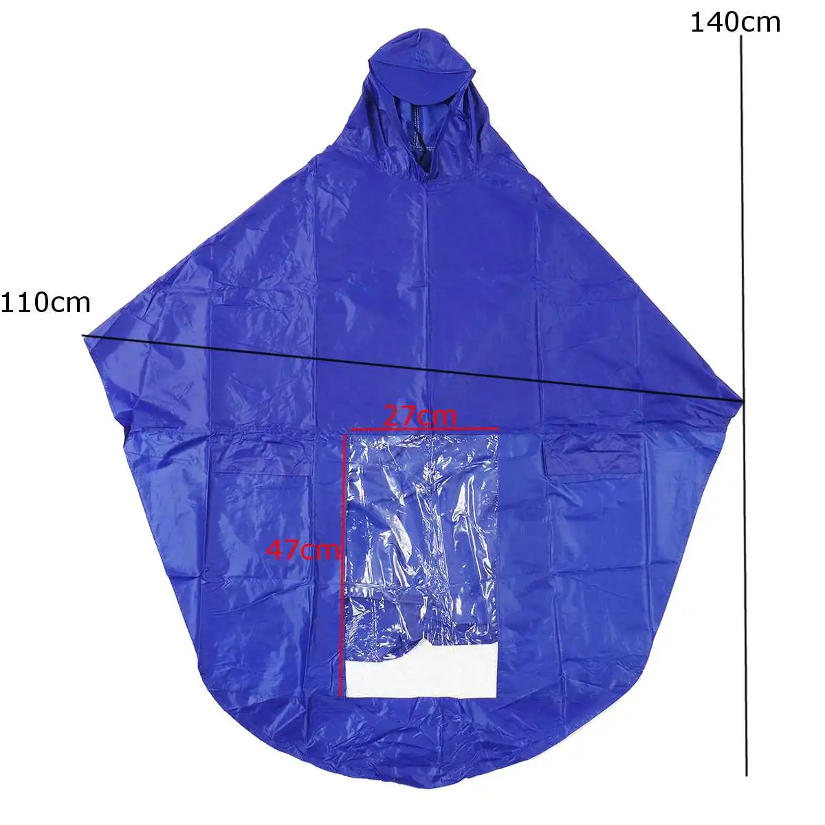 

140*110cm Waterproof PVC Motorcycle Raincoat Mobility Scooter Large Bike Rain Coat Cape Poncho Hooded Men Women Blue LengPopn
