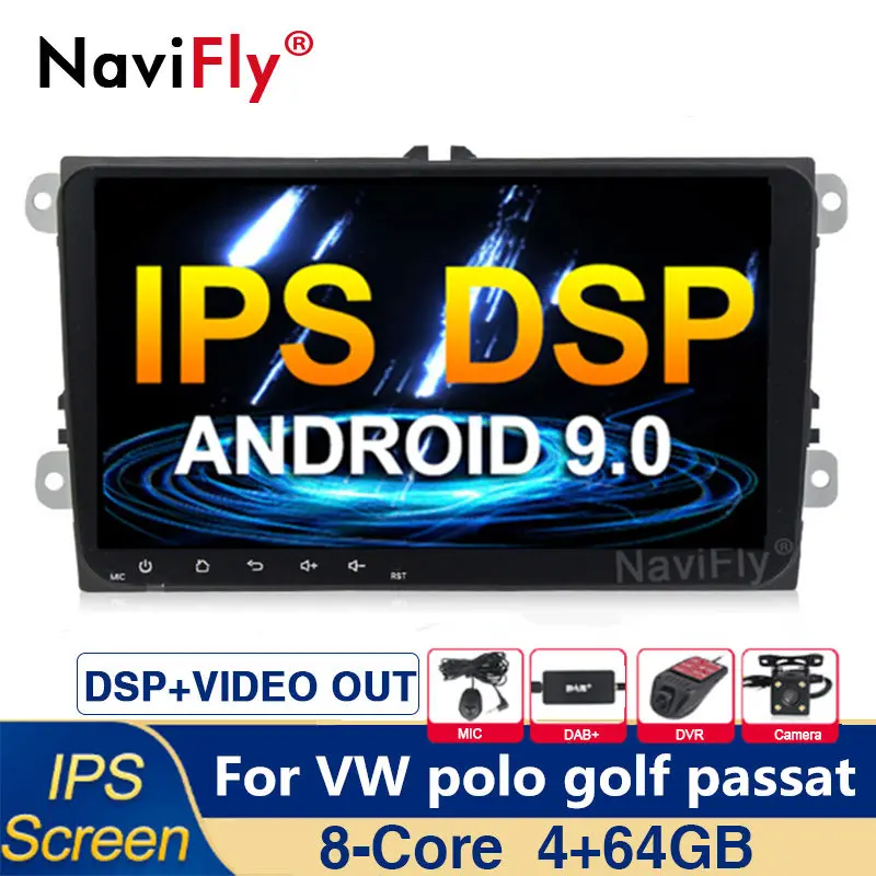 Автомагнитола 9 &quot Android 0 8 ядер IPS DSP для VW polo golf 5 6 passat b6 tiguan skoda yeti superb rapid rds
