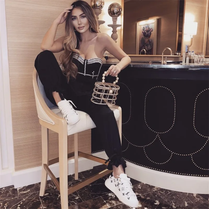 Комплект из двух предметов Женский Модный бандажный пикантный короткий Топ без