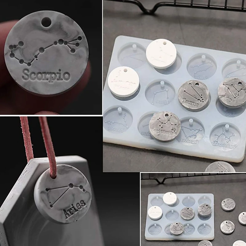 

6 Pack 12 Constellations Resin Molds,Pendant Epoxy Resin Silicone Mold DIY Handmade Resin Molds for Jewelry Making Tools