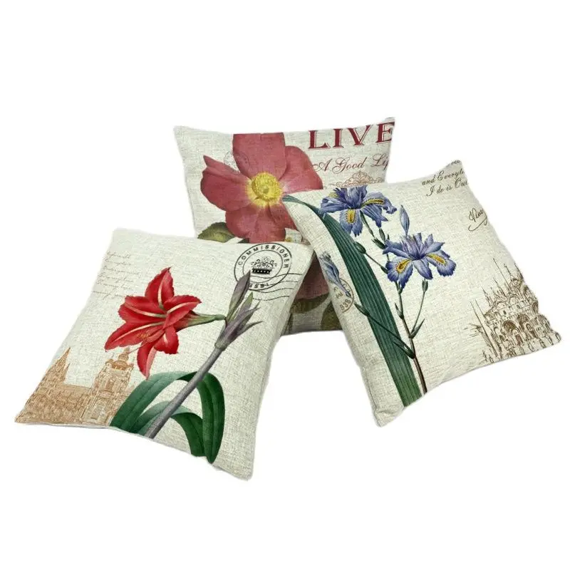 Диван Декор Наволочка Чехол 45*45 см винтажный почтовый знак ирис цветок Подсолнух