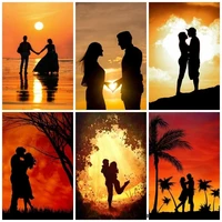 5d diy diamond painting sunset landscape full round square drill rhinestones embroidery couple mosaic pictures handmade gifts
