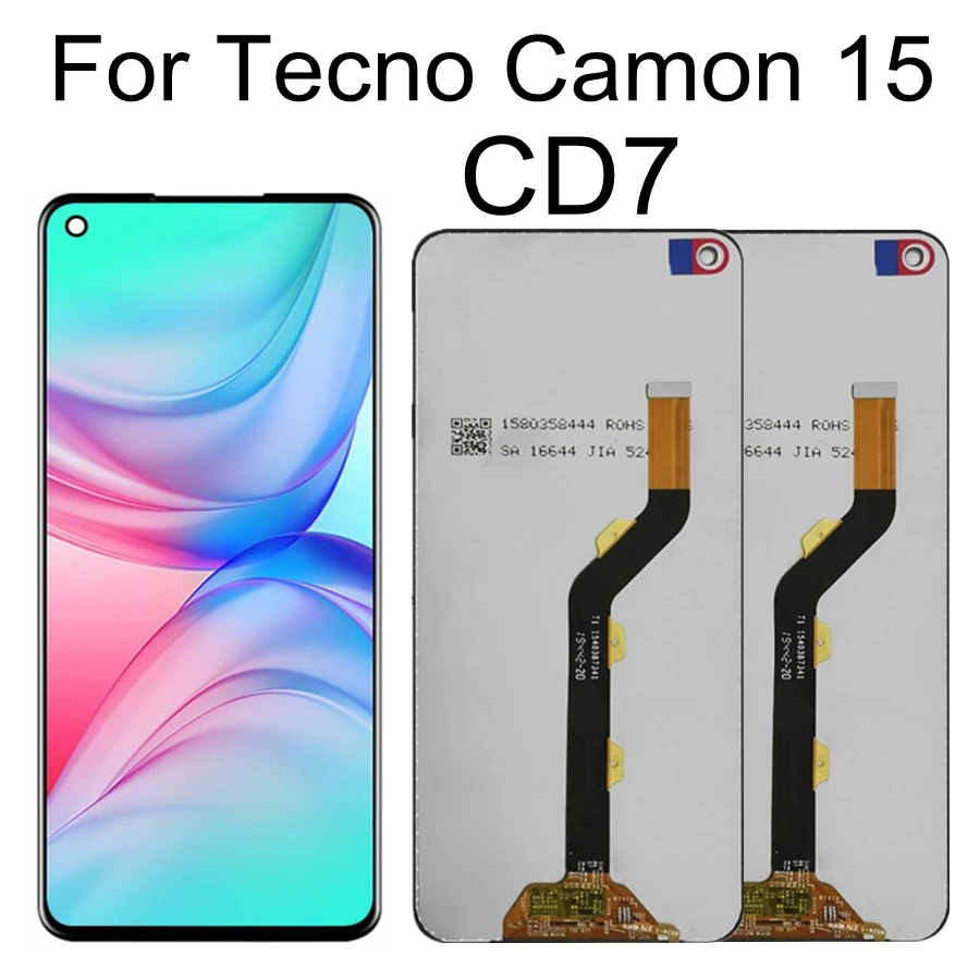 

ЖК-дисплей 6,6 дюйма для Tecno Camon 15 CD7, замена кодирующий преобразователь сенсорного экрана в сборе