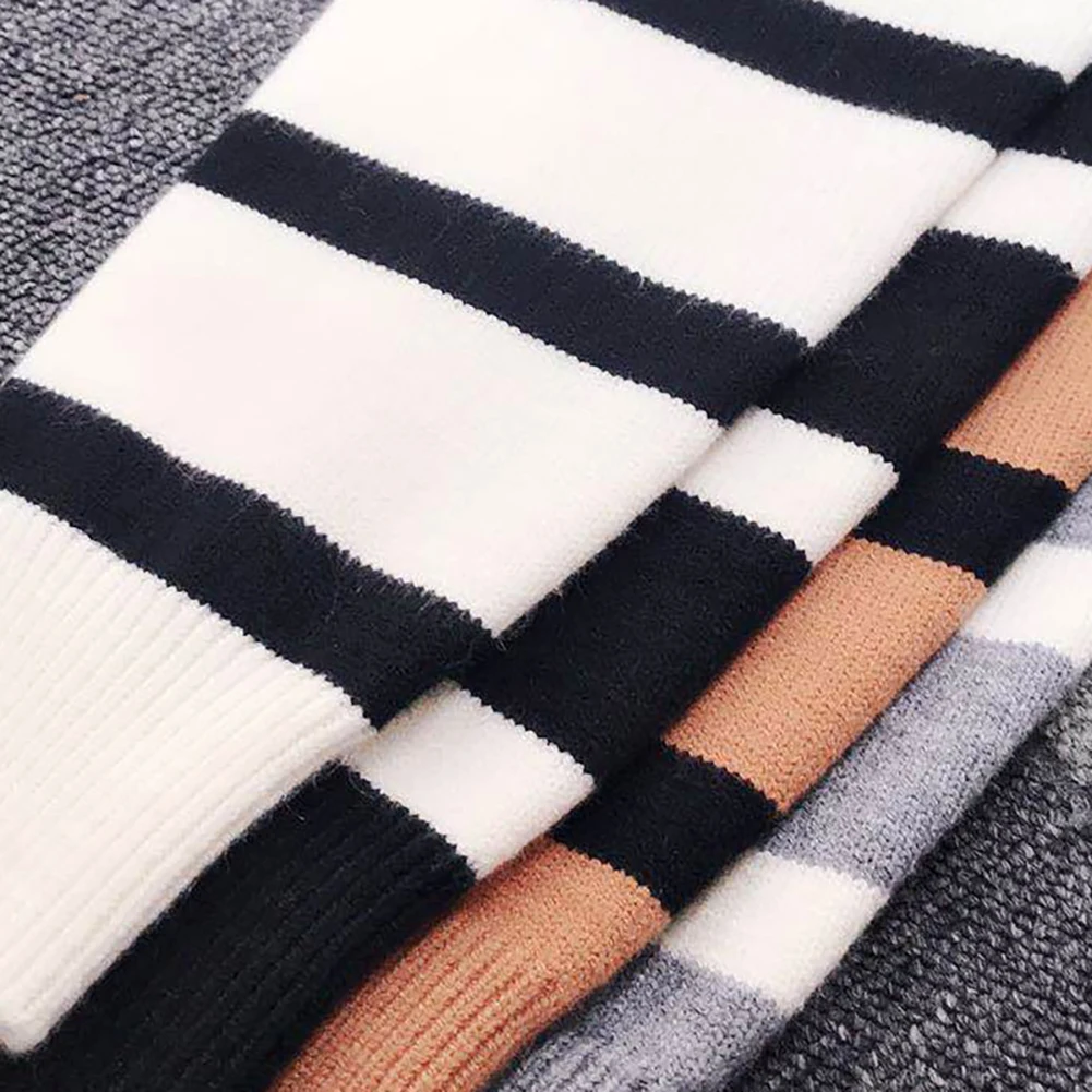 

Winter Women Sweater Women's Turtleneck Long Sleeve Knitted Sweater Turtle Neck Striped Print Pullover Top