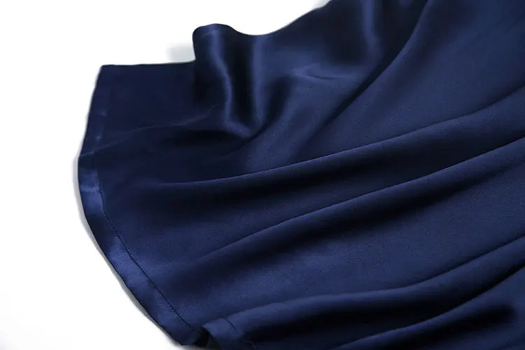 

New Custom product 100 silkworm silk heavy silk satin navy wide straps sleeveless dress dress female spring