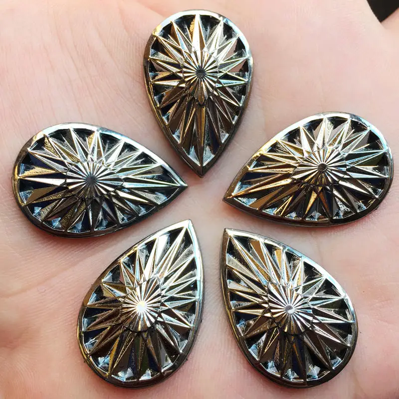 Камни из черной смолы с каплями воды 20*30 мм стразы плоской задней поверхностью