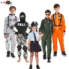 Eraspooky детская ролевых игр; Детский костюм на Хэллоуин; Детский Рабочая женское нарядное платье униформа предупредительные стробирующие сигналы для полицейских астронавтПилотмедсестры, косплей, костюм