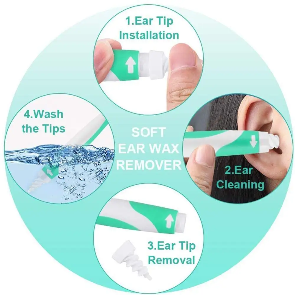 

Ear Wax Removal Tool Soft Silicone Spiral Ear Cleaning 16 Replacement Heads Removal Ears Cleaner Plugs Spirals Care