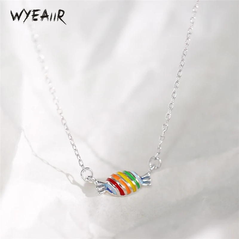 WYEAIIR Радужная подвеска &quotКонфета&quot Милый милый подарок из стерлингового