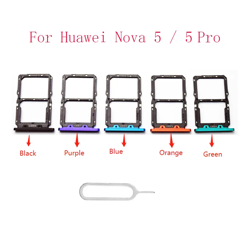 

10/шт для Huawei Nova 5 Pro Nova 5 лотка sim-карты запасные части для замены держателя sim-карты слот Гнездо Слот для устройства чтения sd-карт с игла для изв...