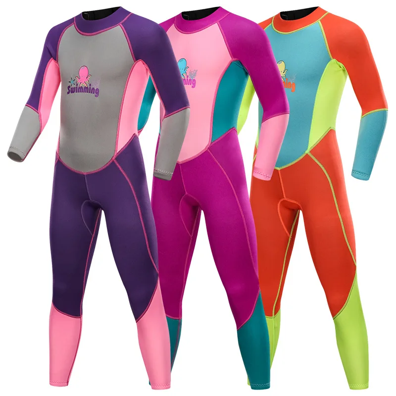 

SBART Children's 2mm Colour SCR Neoprene Swimsuit Baby Wetsuits Snorkeling Surfing Kids Swimwear Long Sleeve Elastic Diving Suit
