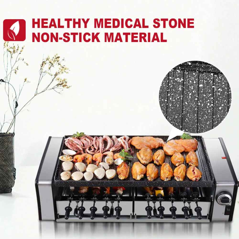 household electric grill barbecue machine korean barbecue skewers automatic rotating grill 10 skewers free global shipping