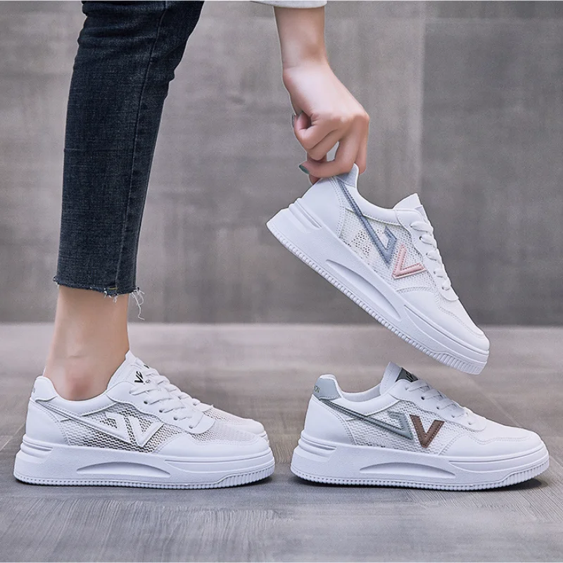 

Кроссовки женские прогулочные, дышащие удобные белые, модная повседневная обувь, в Корейском стиле, лето 2022