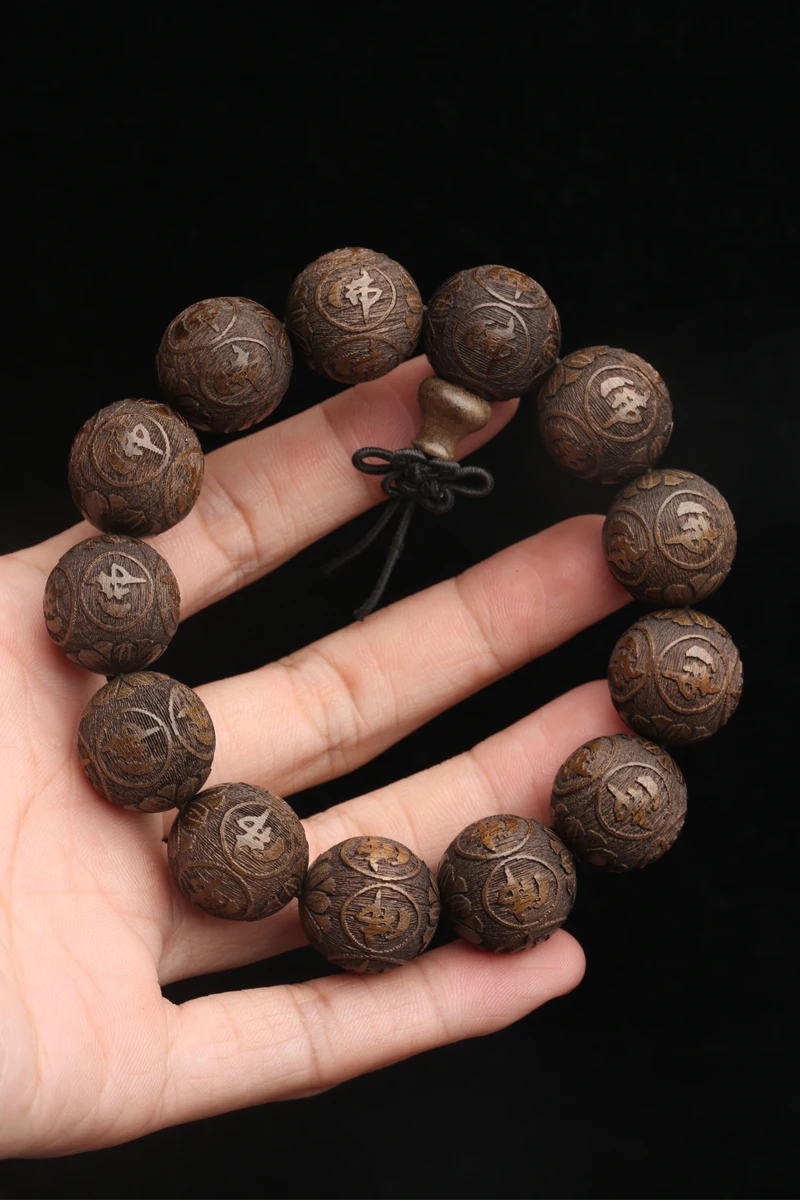 Браслет из натурального черного дерева с бусинами буддийский Розарий для