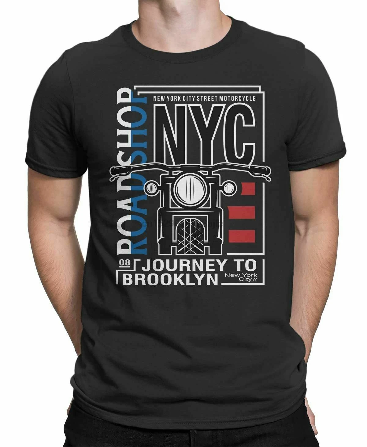 Бруклинский дорожный магазин мотоцикл мужская футболка| |
