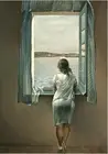 Шелковый постер с изображением женщины у окна Сальвадора Дали, Настенный декор, комнатная живопись 24x36 дюймов