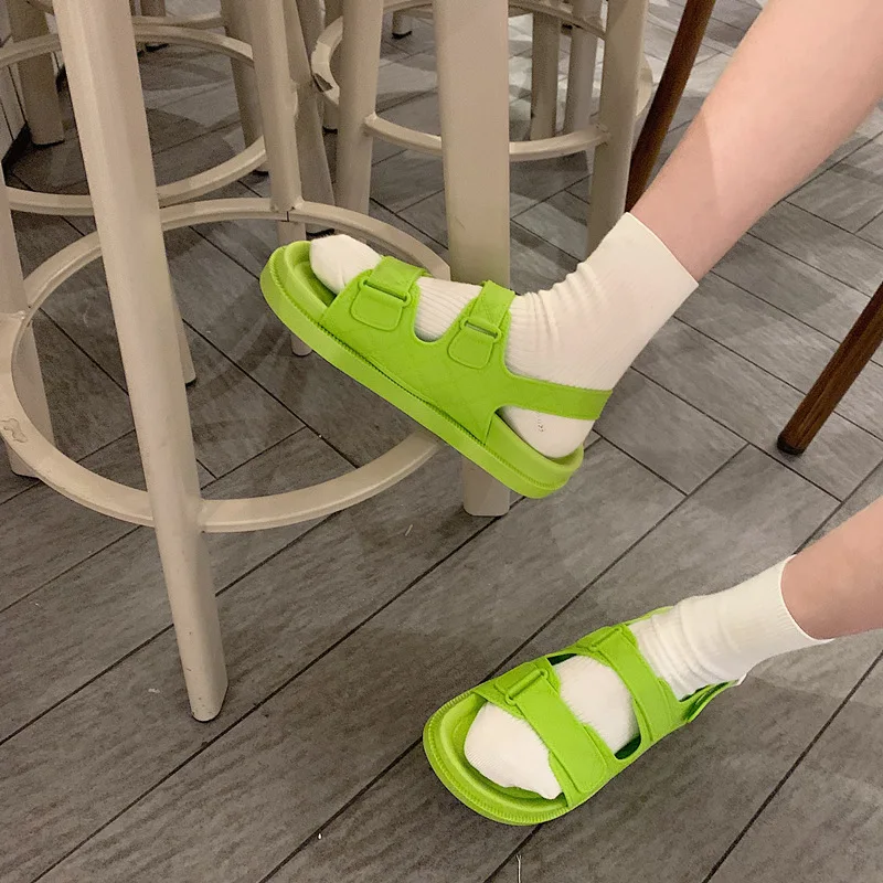 

2021 Korea Style Fashion Beach Sandals Female Rome Sandal Platform Buckle Summer Shoes Woman Preppy Sandalias Footwear