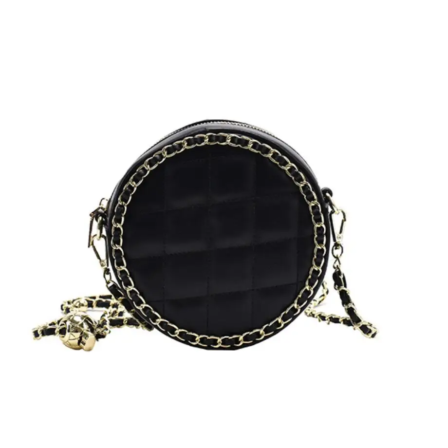 

Lattice Mini Round Crossbody bag 2021 Fashion New High-quality PU Leather Women's Designer Handbag Chain Shoulder Messenger Bag