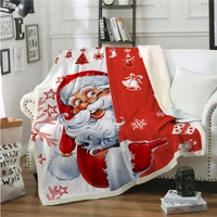christmas blanket cartoon santa soft warm winter sherpa fleece throw blankets xmas plush bedspread cover for beds sofa