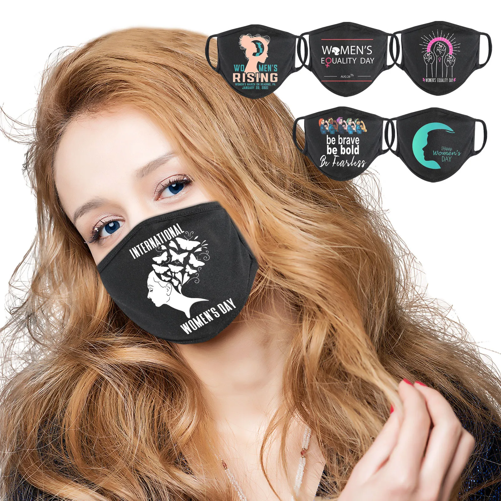 

Моющаяся черная женская маска для лица с цветочным принтом, женская маска для лица с фильтром из активированного угля, черная маска для рта