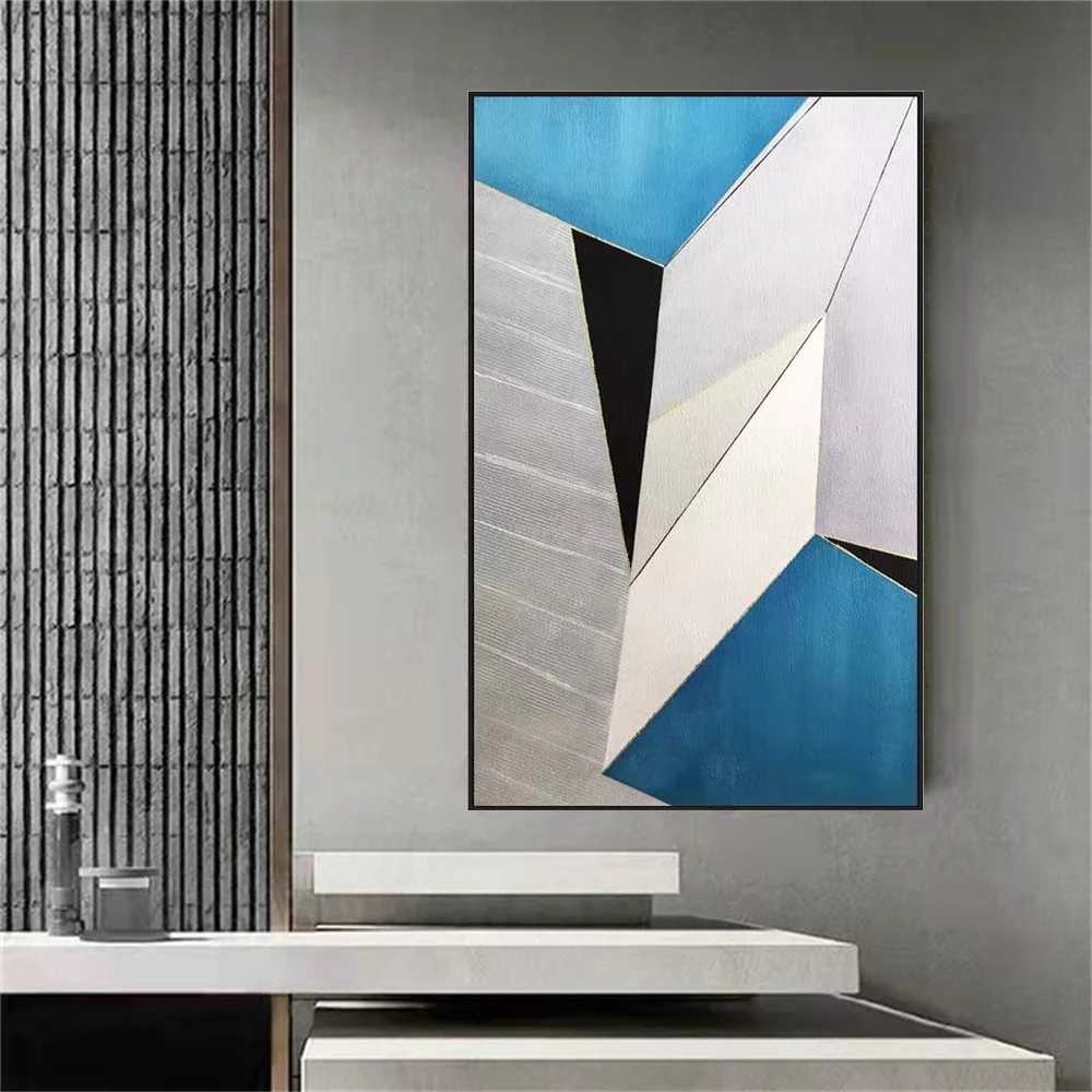 

Hand-painted geometric oil painting modern minimalist style line abstract painting porch corridor background hanging painting