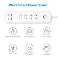 tuya wifi smart power stripbrazil standard 4 outlets 4usb ports outlet remote voice control work with alexa google home