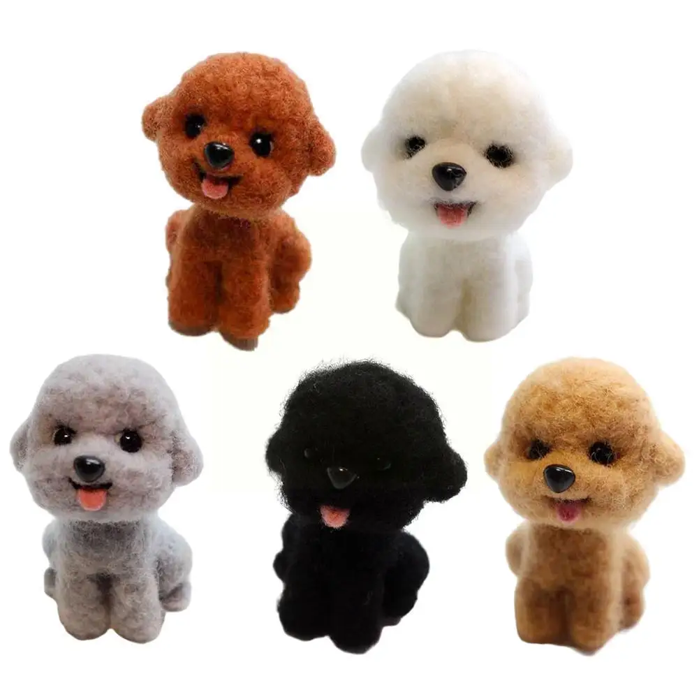 

Doggy Wool Needle Felt Toy Poke Animals Diy Craft Kit Material Handmade Cute With Animal Keychain Felting Package D5v3