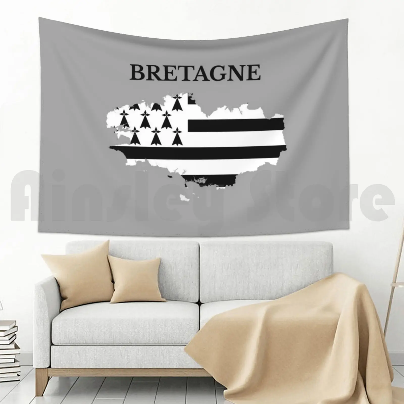 Бретань (Бретань) карта Франция французский регион. Гобелен для гостиной спальни
