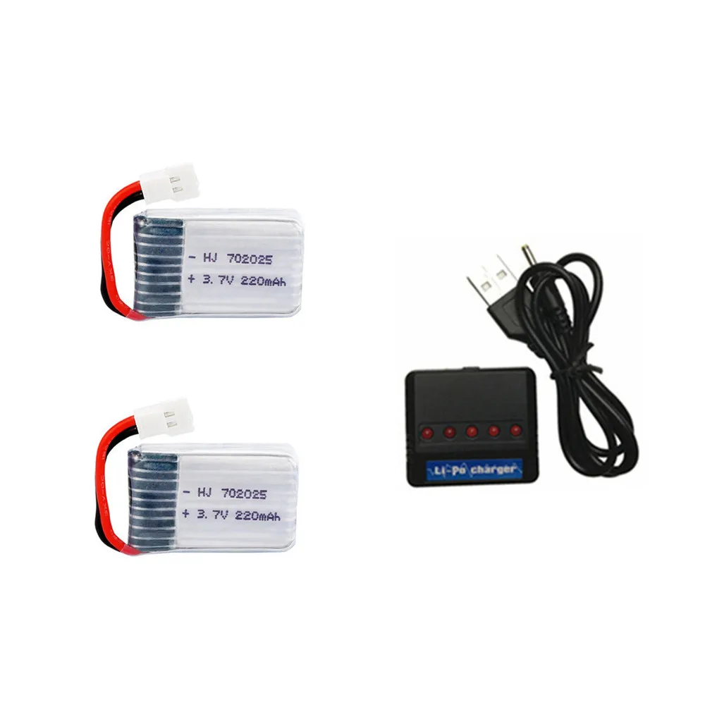 3.7V 220mAh Lipo Battery + 3.7v Charger for X4 X11 X13 RC Drone Quadcopter Spare Parts 702025 Rechargeable battery 1-5pcs | Электроника